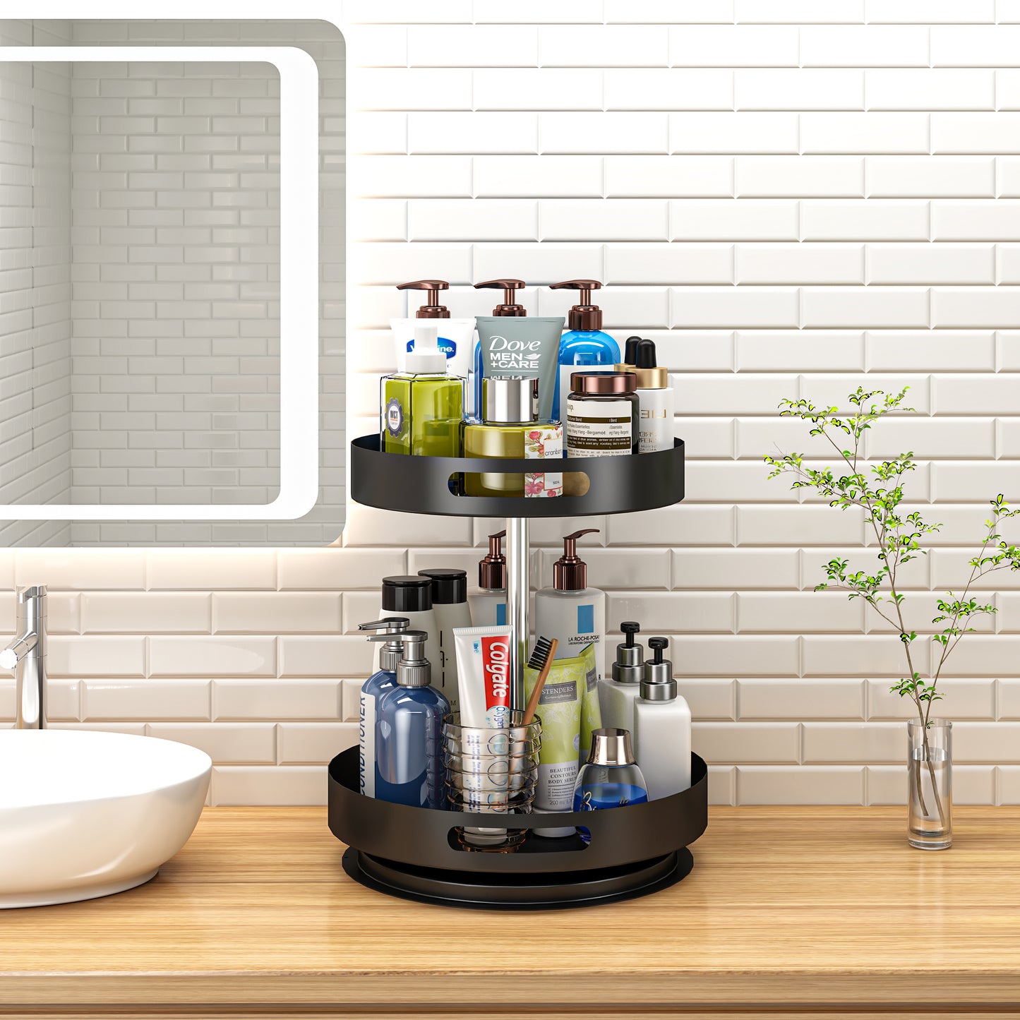 Organizer- Draaiplateau - 2 laags(Zwart) - Keuken organizers - Aanrecht Organiser