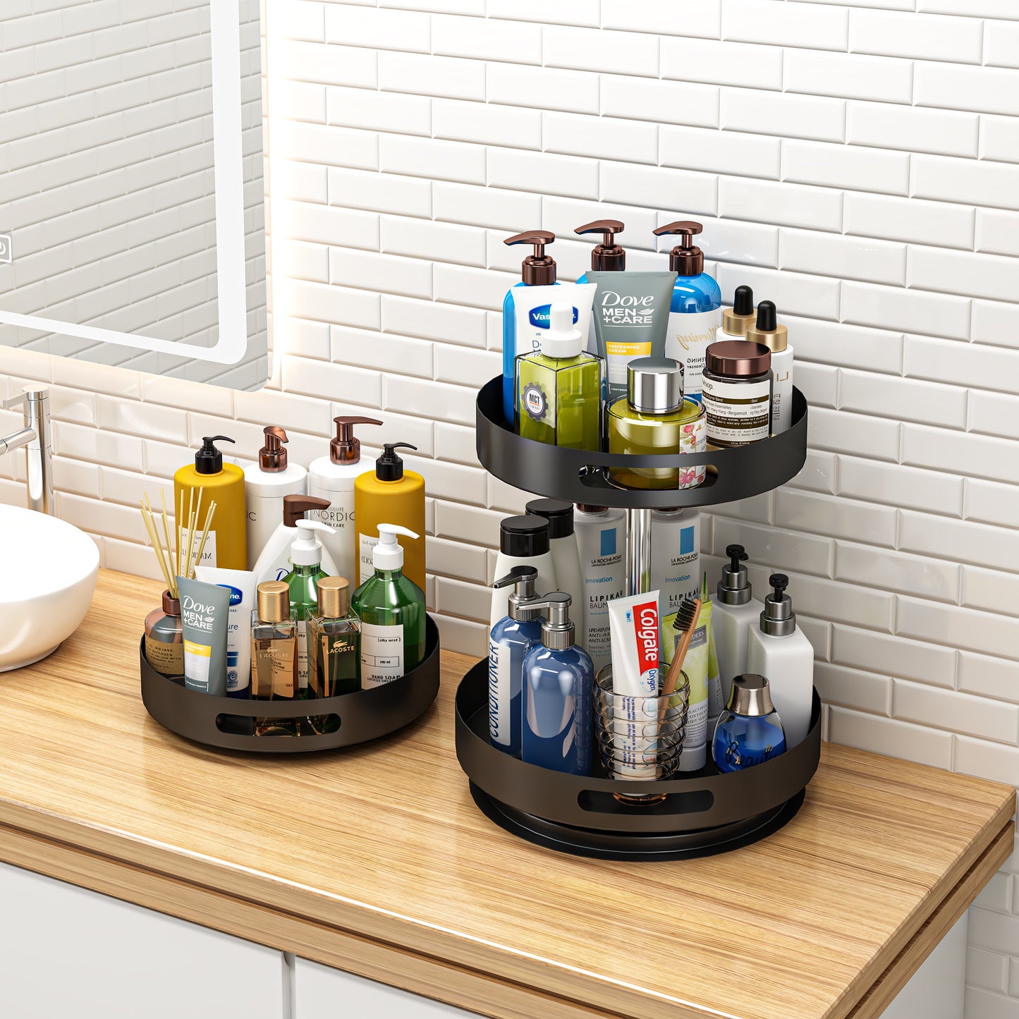 Organizer- Draaiplateau - 2 laags(Zwart) - Keuken organizers - Aanrecht Organiser